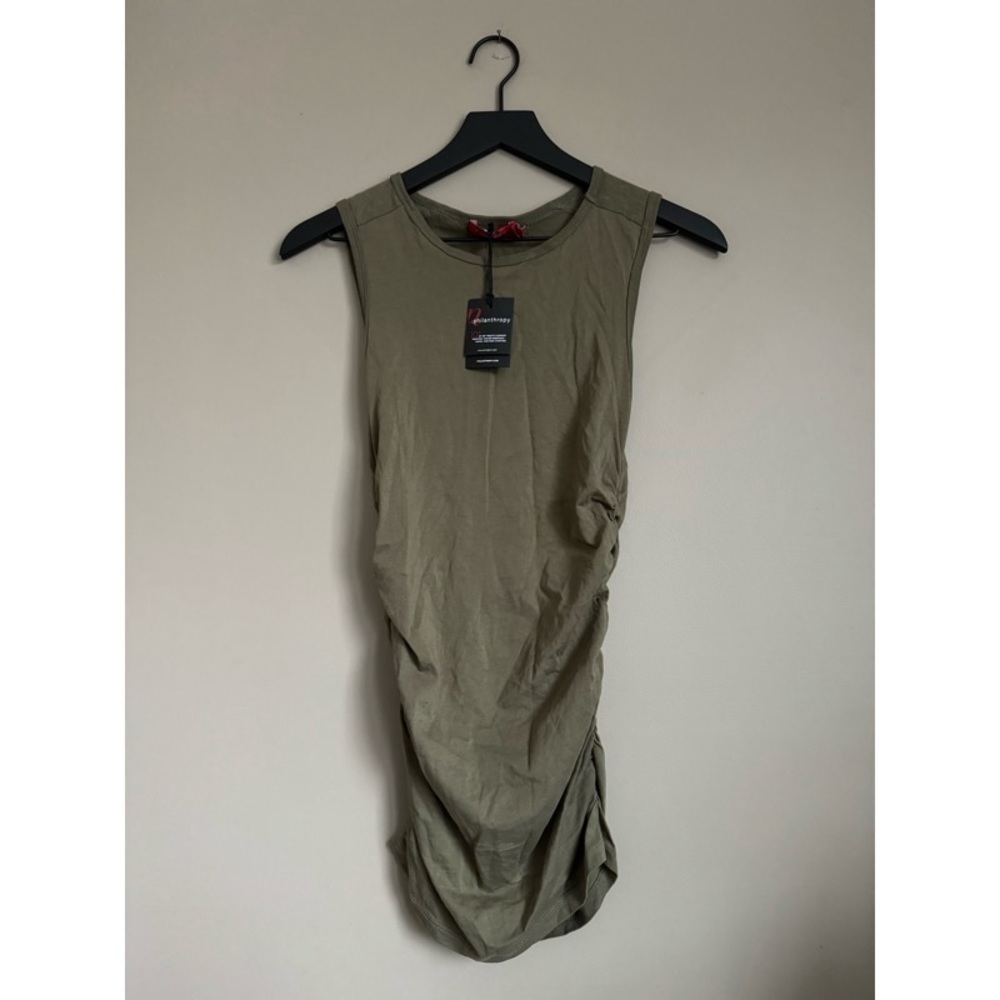 NEW N:PHILANTHROPY Ruched Tank Bodycon Mini Dress in Olive Green